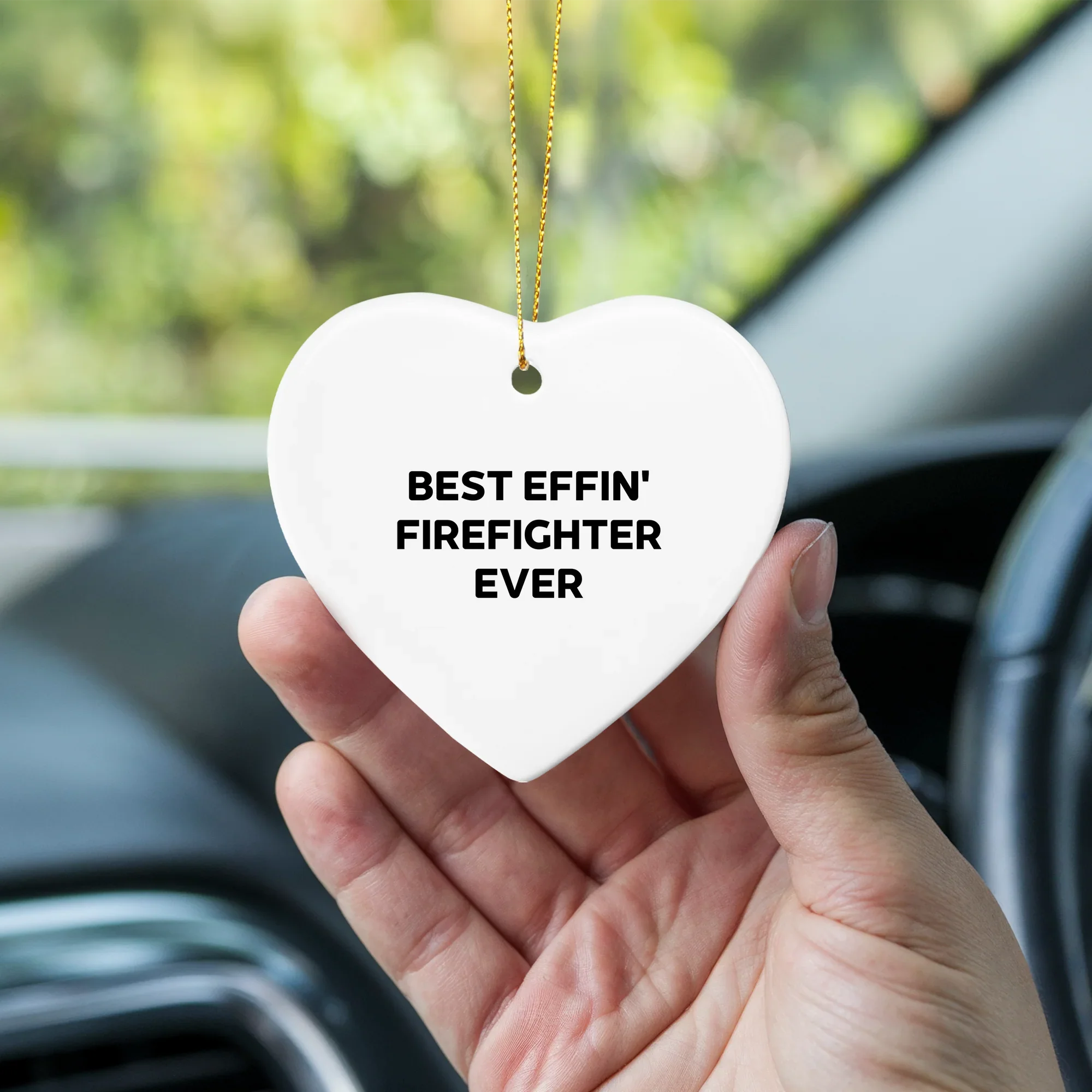 Funny Firefighter Gifts from Men to Firefighter Friends and Coworkers this Christmas Unique Ornament, Best Effin' Firefighter Ever Heart Shaped Decoration