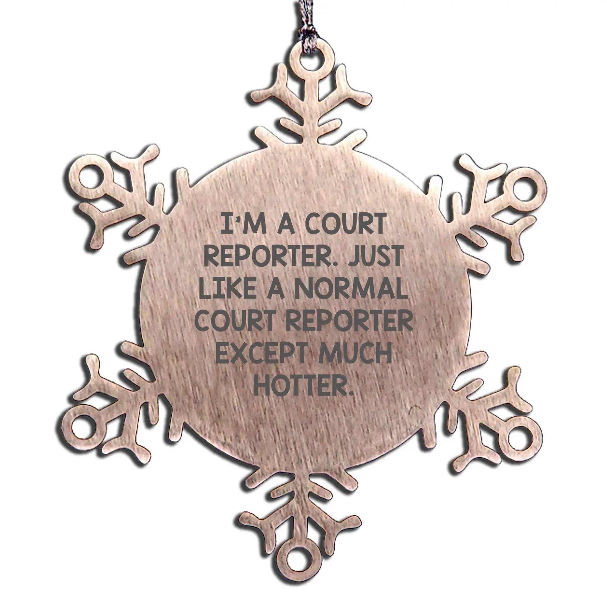 Court Reporter Snowflake Ornament Stainless Steel Shatterproof Christmas Gift
