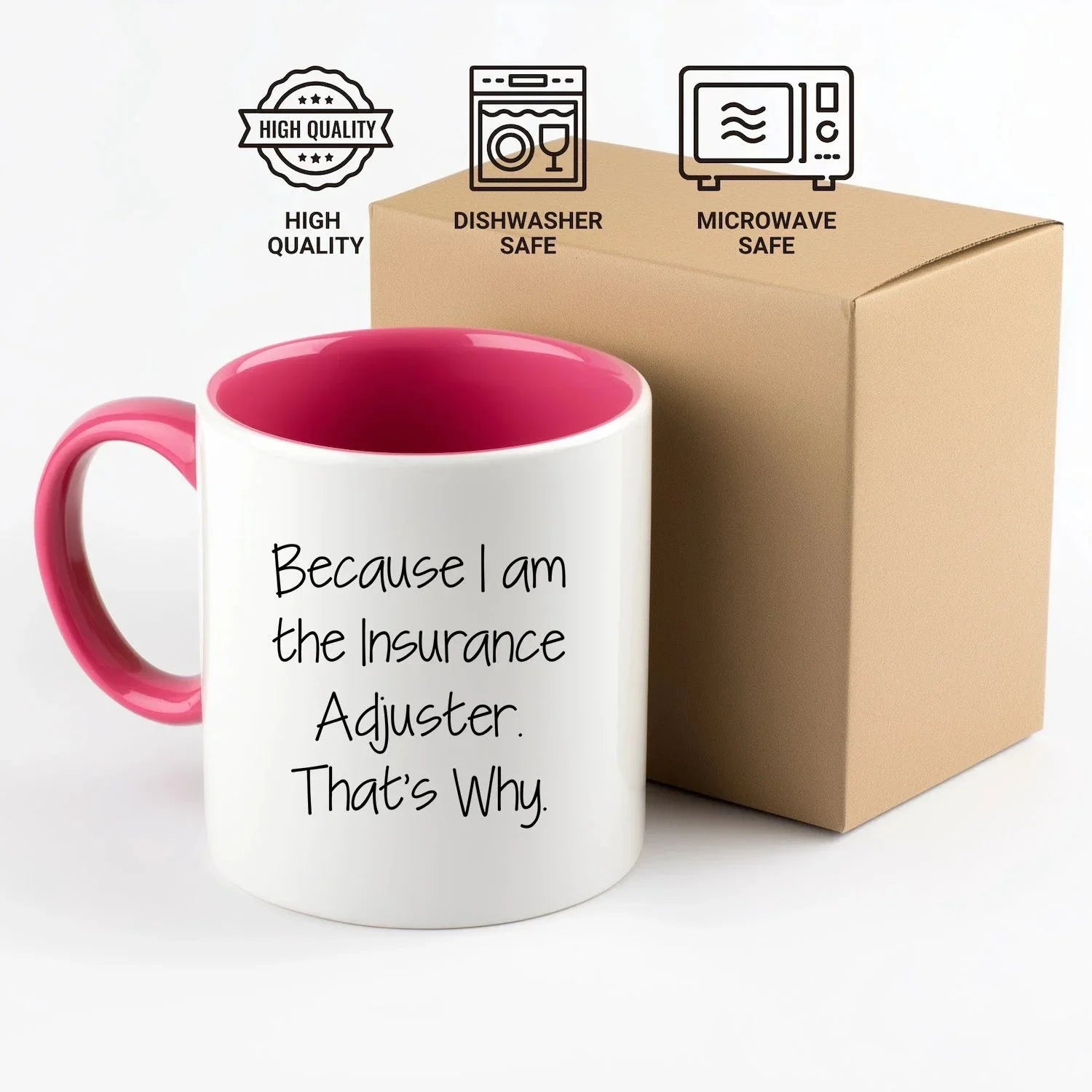 Funny Insurance Adjuster Gifts from Friends, Gifts for Insurance Adjuster Graduation, Two Tone Coffee Mug Because I Am The Insurance Adjuster That's Why.