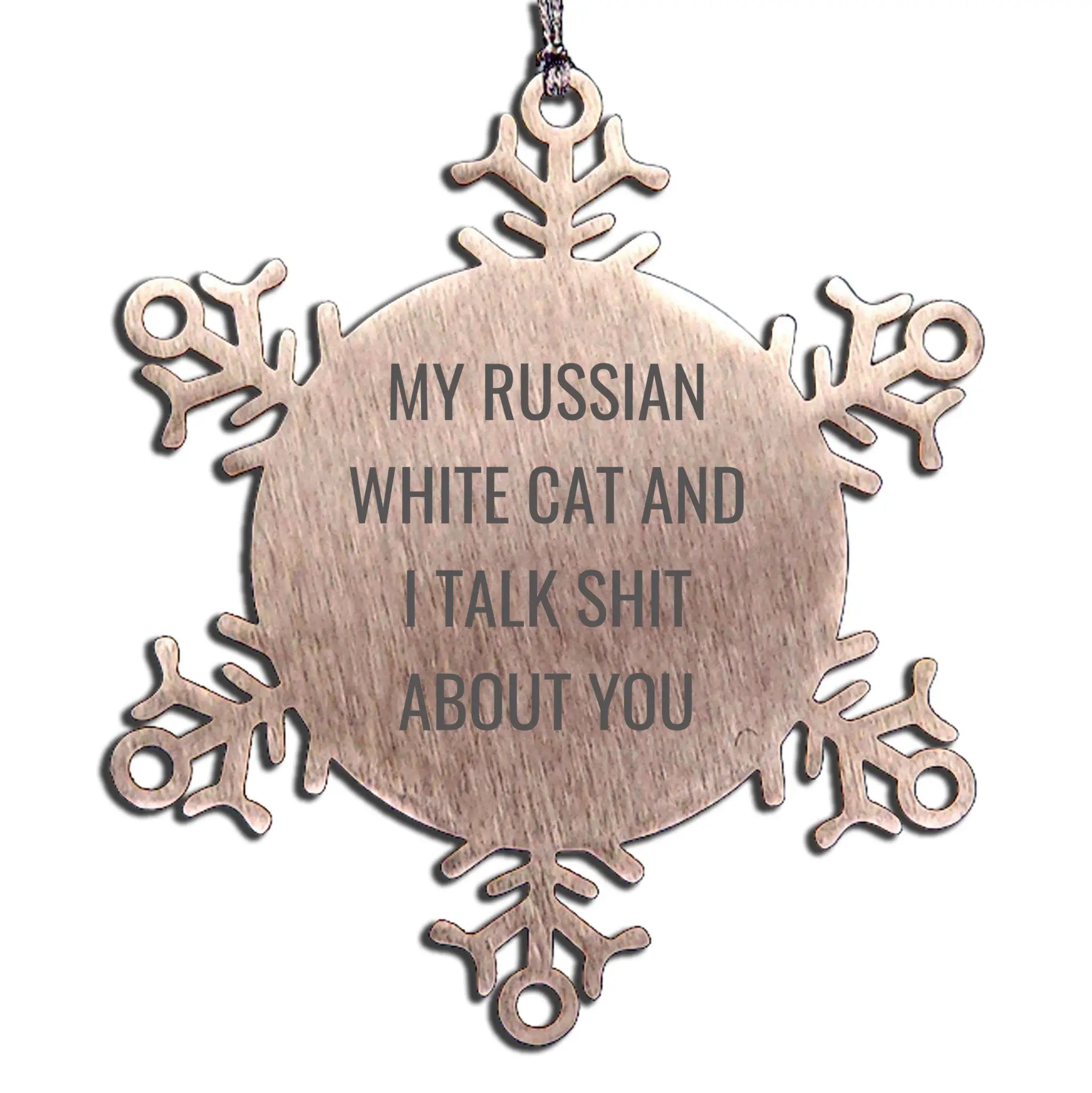 Russian White Cat Ornament Talk Shit About You Xmas Gift