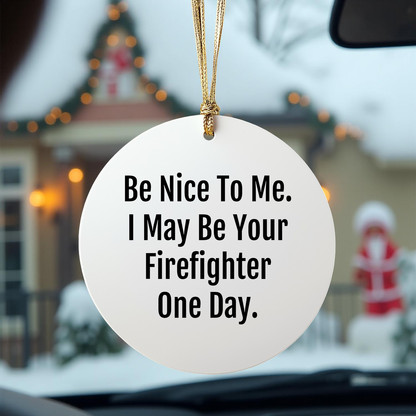 Funny Firefighter Circle Ornament Gifts, Inspirational Christmas Unique Gifts