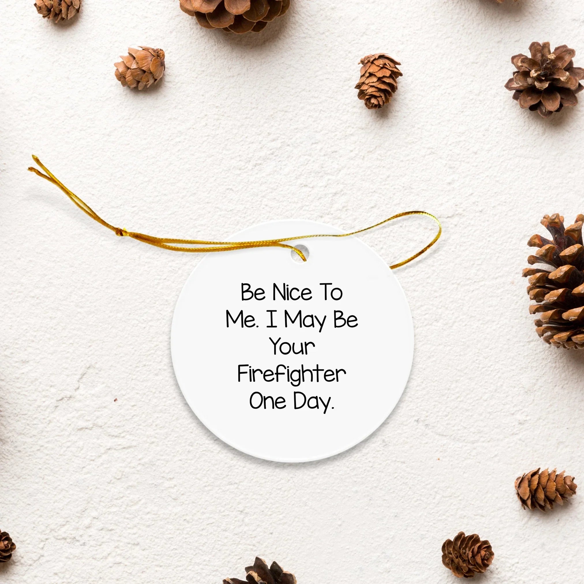 Funny Firefighter Circle Ornament Gifts from Men to Firefighter Friends for Christmas Unique