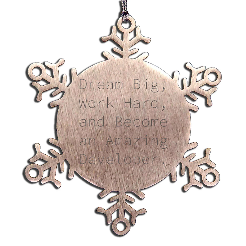 Gifts for Developers - Snowflake Ornament - Inspirational Quote to Dream Big - Gifts from Family to Developer Friends - Christmas Unique Gifts
