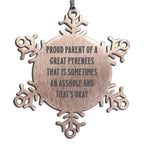 Great Pyrenees Proud Parent Snowflake Ornament For Christmas