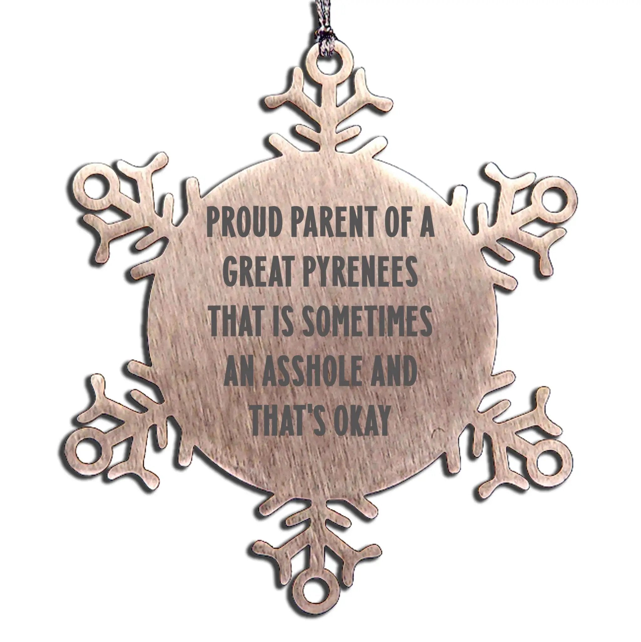 Great Pyrenees Proud Parent Snowflake Ornament For Christmas
