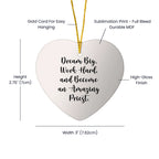 Priest Heart Ornament Dream Big Work Hard Gift for Clergy - Mallard Moon