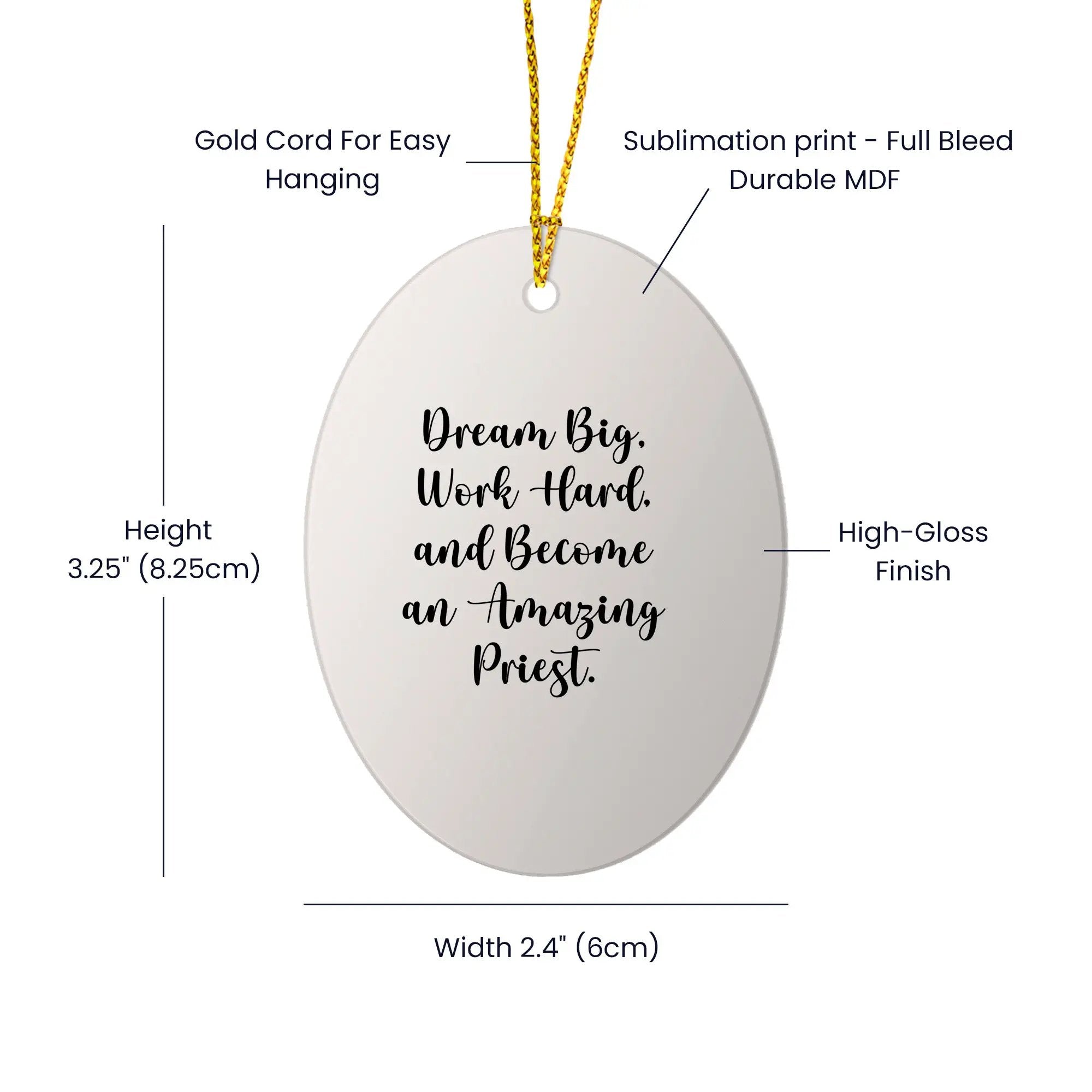 Priest Oval Ornament Dream Big Work Hard Keepsake Gift - Mallard Moon