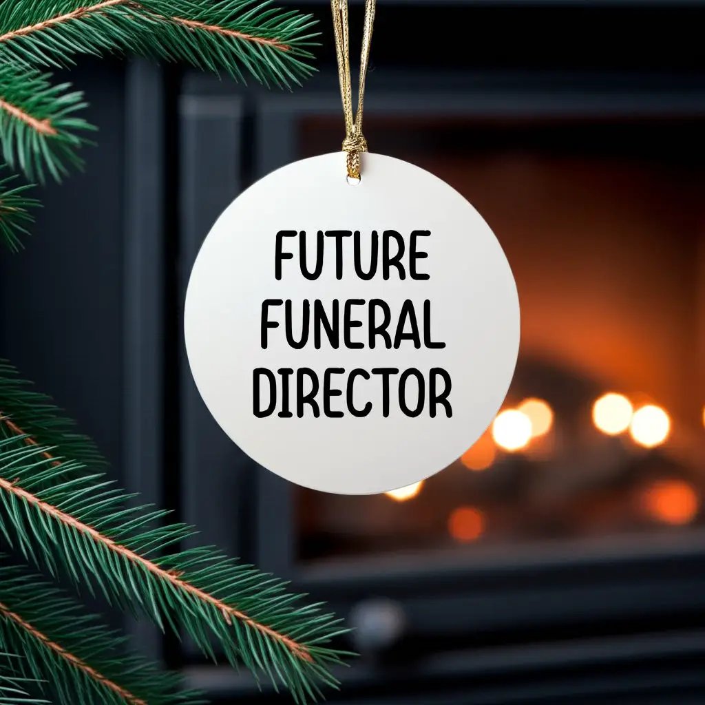 Funny Future Funeral Director Gifts for Him from Friends, Christmas Circle Ornament