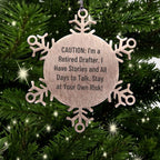 Retired Drafter Stainless Steel Snowflake Christmas Ornament