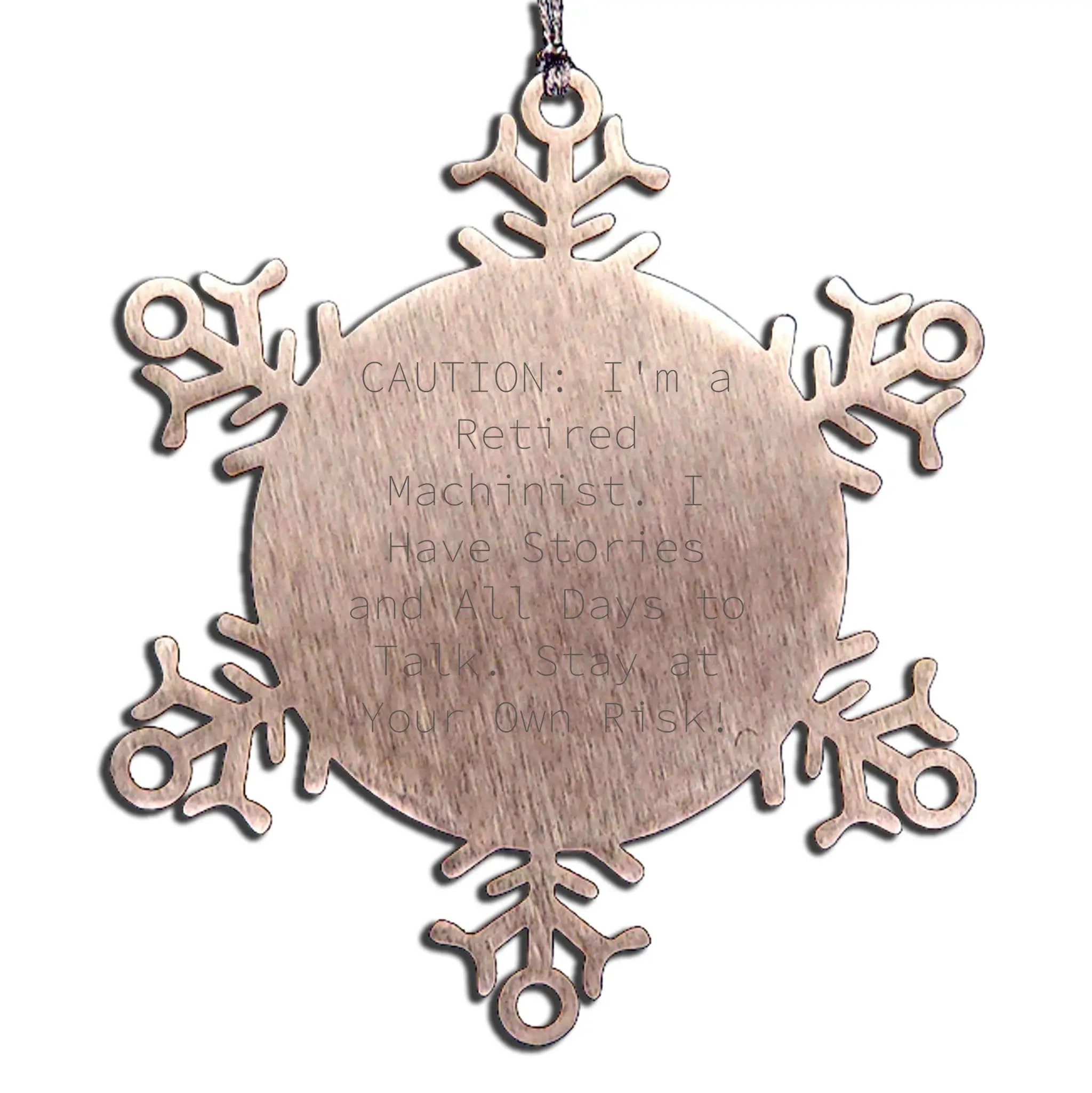 Funny Machinist Stainless Steel Snowflake Christmas Ornament