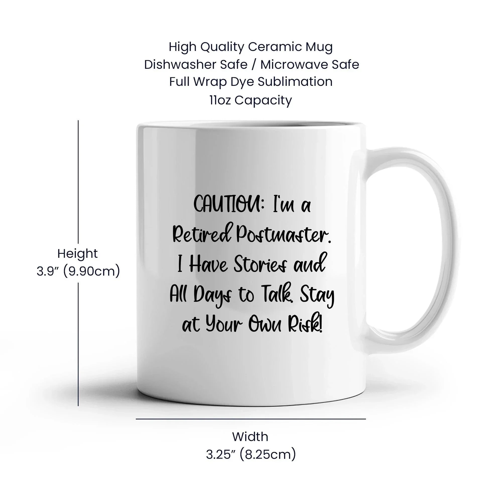 Funny Postmaster Retirement Gift, White Coffee Mug for Birthday, 'Caution: I'm A Retired Postmaster...' - Gifts from Men to Friends, Coworkers, or Family