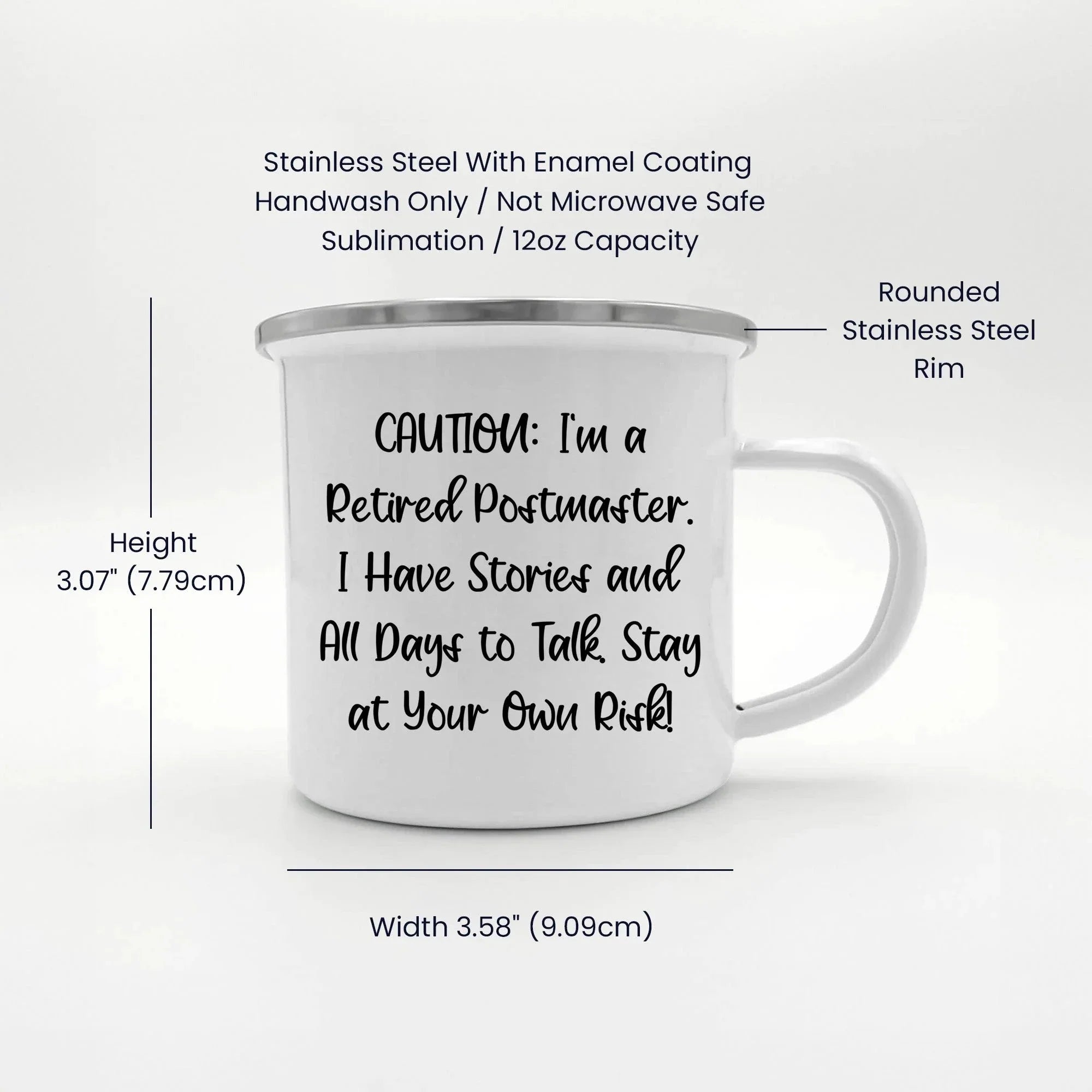 Funny Postmaster Gifts - 'Caution: I'm A Retired Postmaster...' Camping Mug for Birthday, Gifts from Friends, Coworkers, or Family