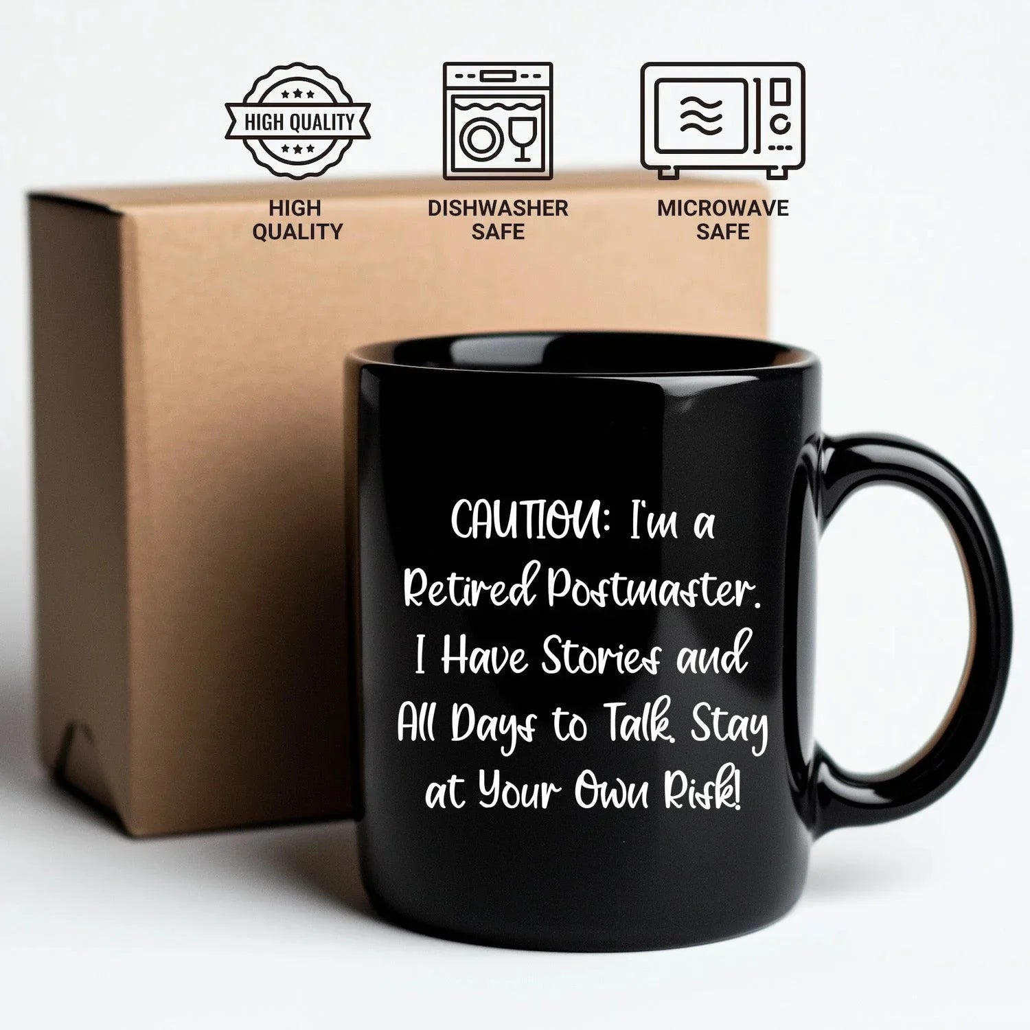 Funny Postmaster Quote Black Coffee Mug Gifts from Men to Postmaster Birthday Unique Ideas