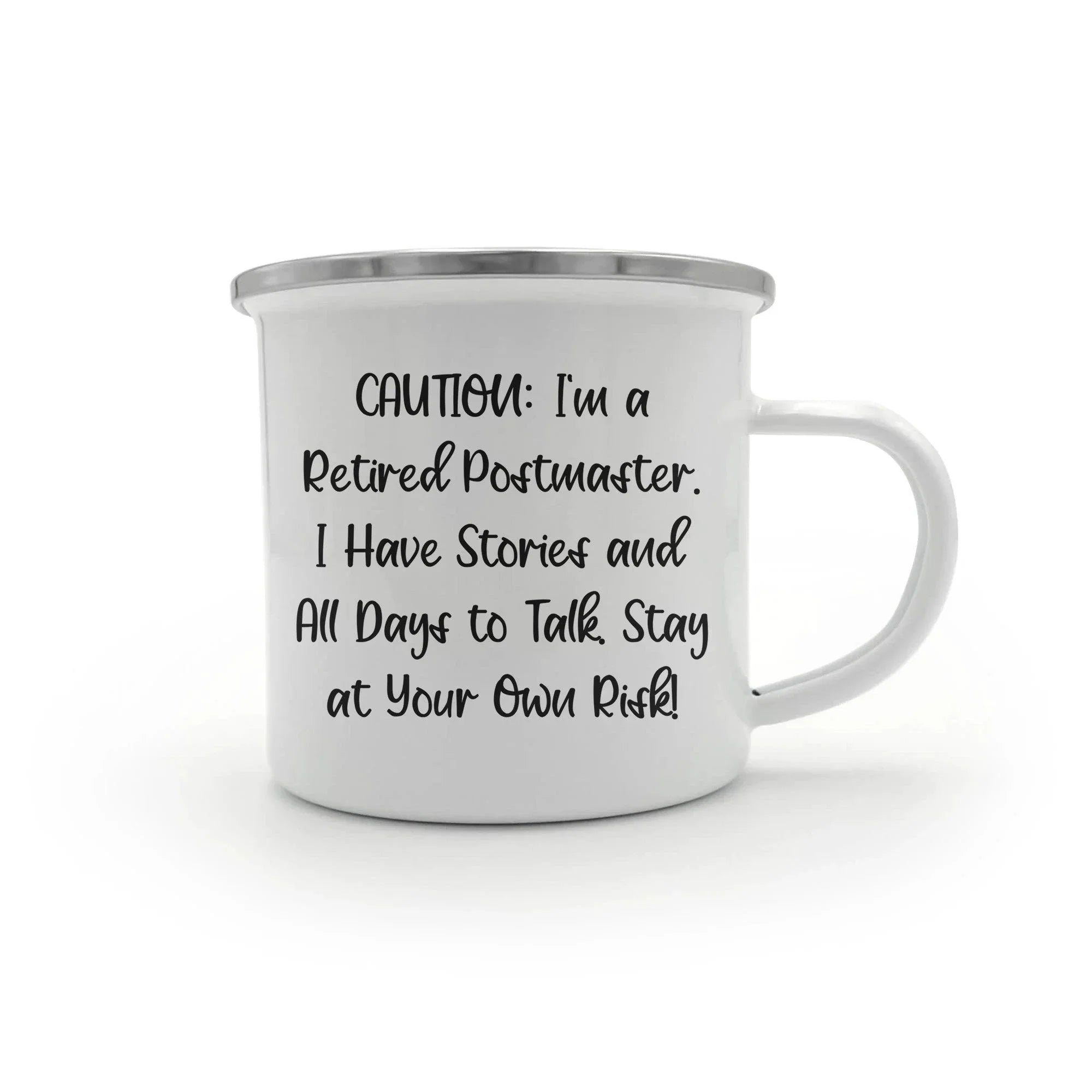 Funny Postmaster Gifts - 'Caution: I'm A Retired Postmaster...' Camping Mug for Birthday, Gifts from Friends, Coworkers, or Family