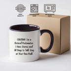 Funny Postmaster Storyteller Gifts from Friends, Two Tone Coffee Mug for Postmaster, Cautionary Birthday Treat for Women