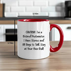 Funny Postmaster Storyteller Gifts from Friends, Two Tone Coffee Mug for Postmaster, Cautionary Birthday Treat for Women