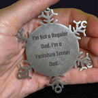 Funny Yorkshire Terrier Dad Christmas Snowflake Ornament