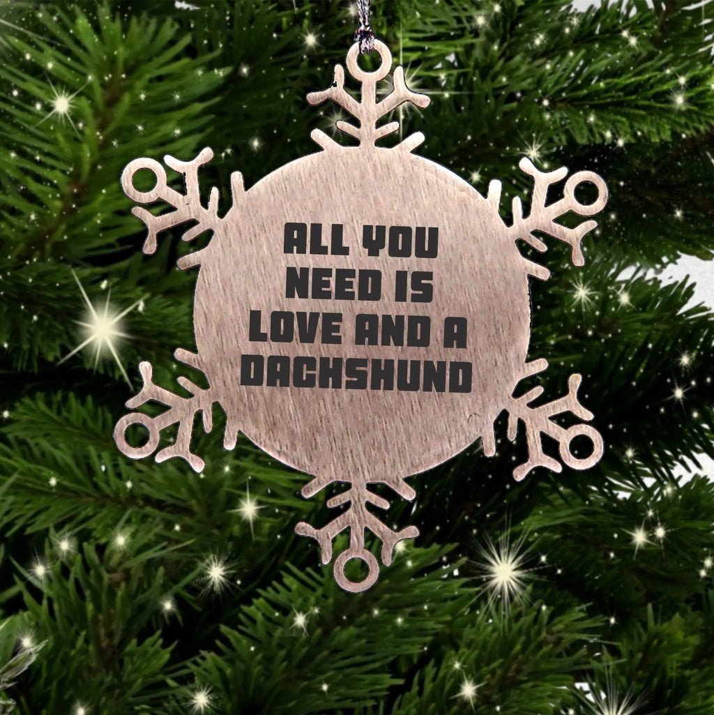 Funny Dachshund Dog Christmas Snowflake Ornament