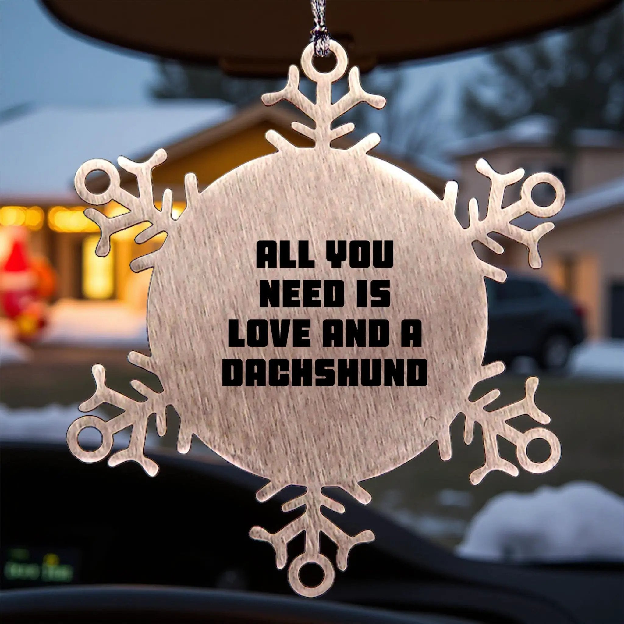 Funny Dachshund Dog Christmas Snowflake Ornament