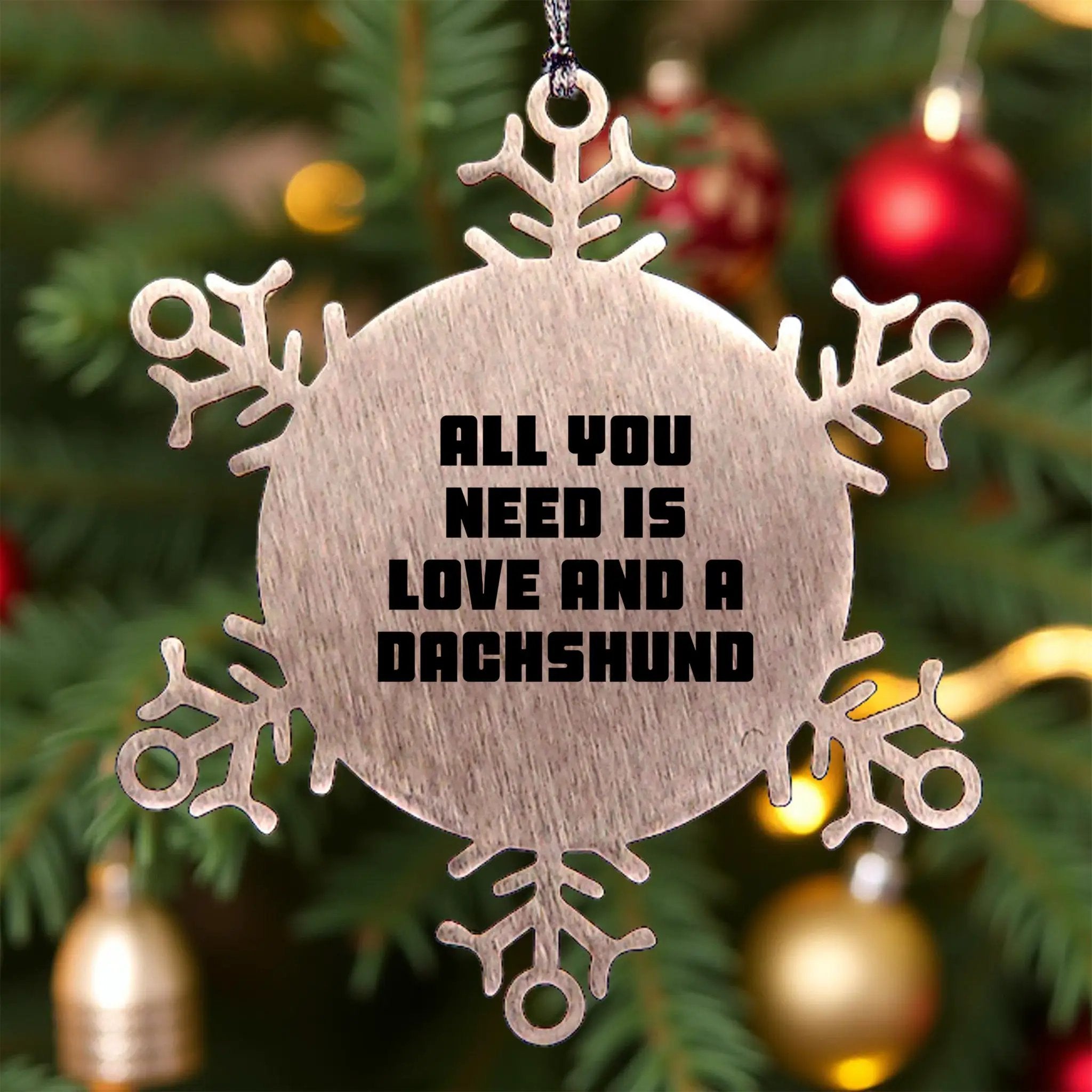 Funny Dachshund Dog Christmas Snowflake Ornament