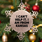 Kansas Snowflake Ornament I Can't Help It From Kansas Gift - Mallard Moon