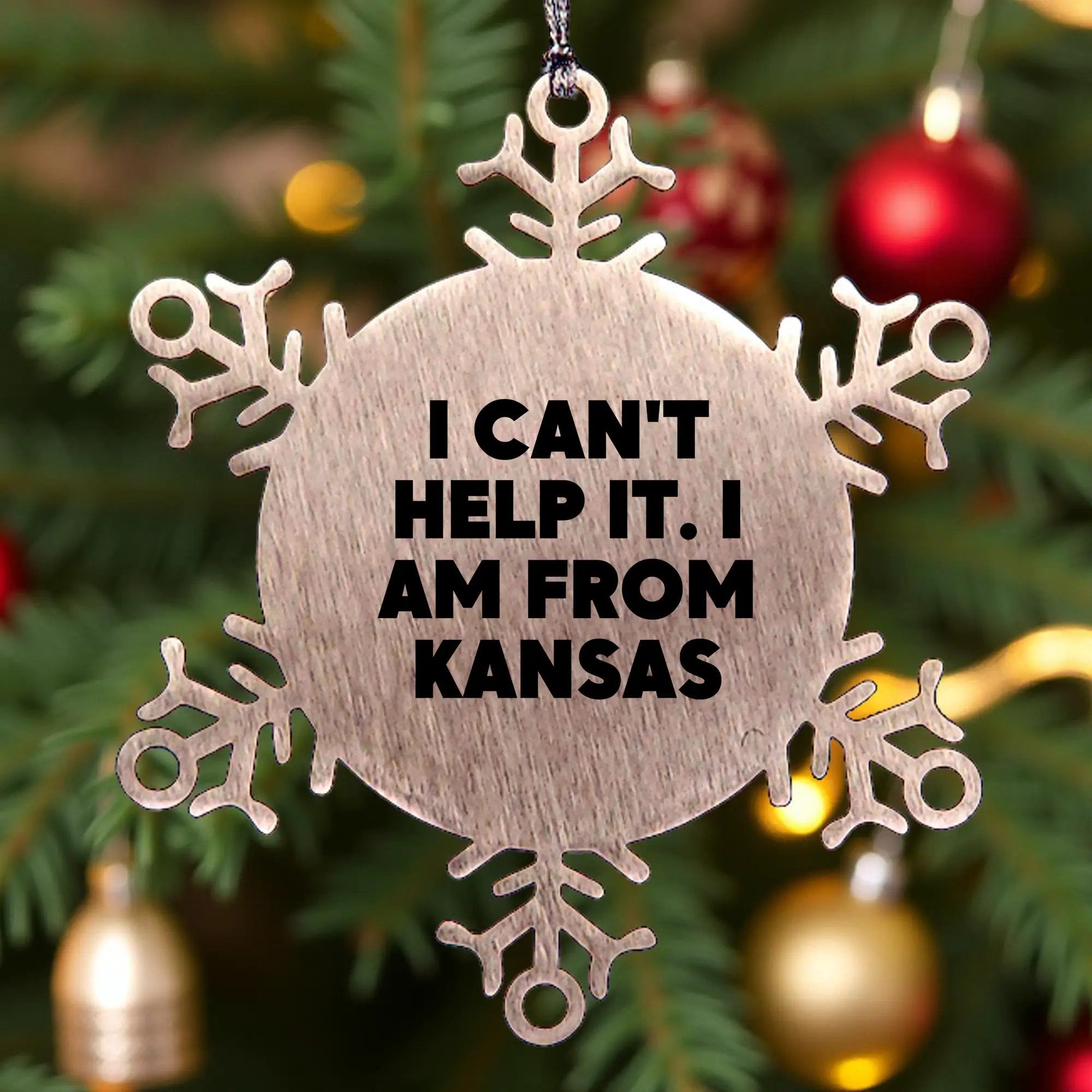 Kansas Snowflake Ornament I Can't Help It From Kansas Gift - Mallard Moon