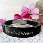 Funny Quote Certified Writer Glide lock Clasp Bracelet Gifts from Friends for Writer Graduation Unique Gifts