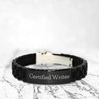 Funny Quote Certified Writer Glide lock Clasp Bracelet Gifts from Friends for Writer Graduation Unique Gifts