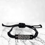 Quilter’s Reminder Bracelet – If at First You Don’t Succeed Quote Handmade Engraved Braided Rope Wristband