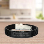 Funny Quilter Bracelet – If Quilting is Wrong… Quote – Black Silicone Glidelock Wristband for Fabric Lovers