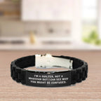 Funny Quilter Bracelet – “Not a Magician” Quote – Black Silicone Glidelock Wristband for Sewing Lovers