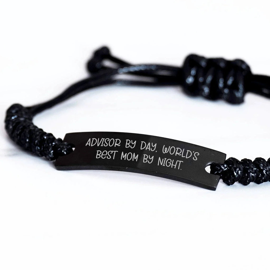 Funny Advisor Gifts, World's Best Mom By Night Rope Bracelet, Adjustable, Graduation Unique Gifts from Mom to Advisor