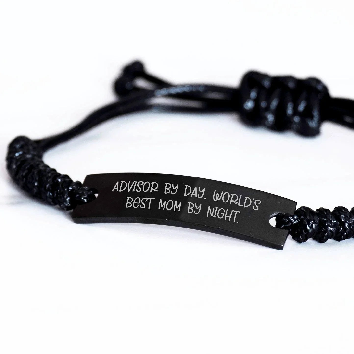 Funny Advisor Gifts, World's Best Mom By Night Rope Bracelet, Adjustable, Graduation Unique Gifts from Mom to Advisor