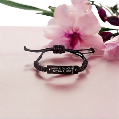 Funny Advisor Gifts, World's Best Mom By Night Rope Bracelet, Adjustable, Graduation Unique Gifts from Mom to Advisor - Mallard Moon Gift Shop