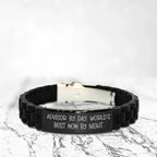Funny Advisor Gifts: 'Advisor By Day, World's Best Mom By Night.' Glide lock Clasp Necklace for Graduation, Adjustable Black Stainless Steel Silicone Charm for Women, Men, Friends, Coworkers, Family