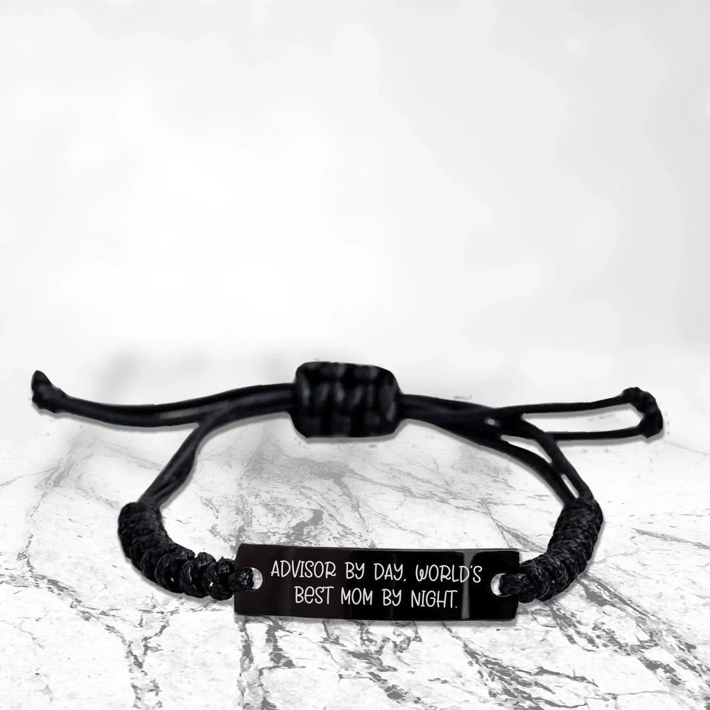 Funny Advisor Gifts, World's Best Mom By Night Rope Bracelet, Adjustable, Graduation Unique Gifts from Mom to Advisor