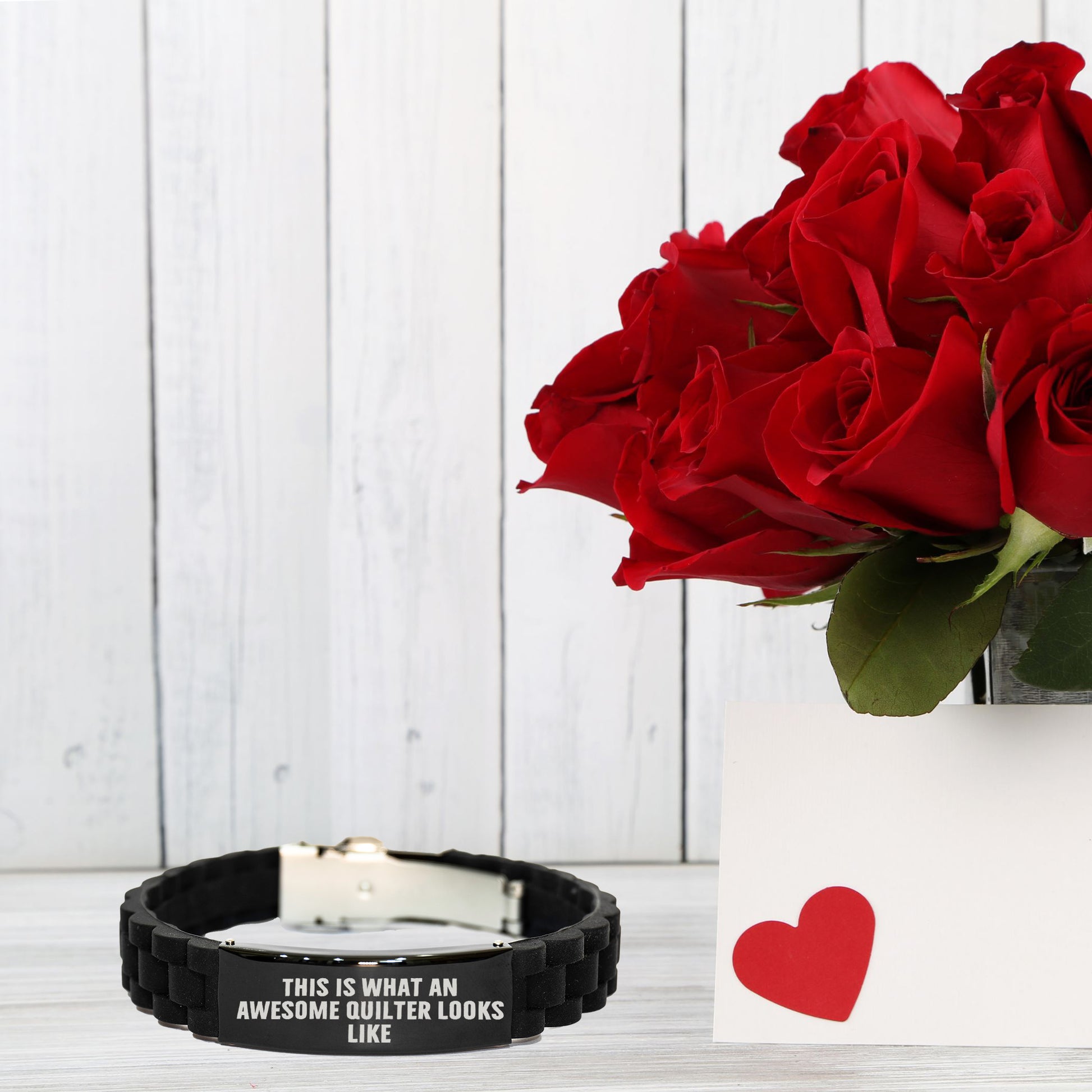 Awesome Quilter Bracelet – Black Silicone Glidelock Band with Bold Pride Engraving – Gift for Confident Sewers - Mallard Moon Gift Shop