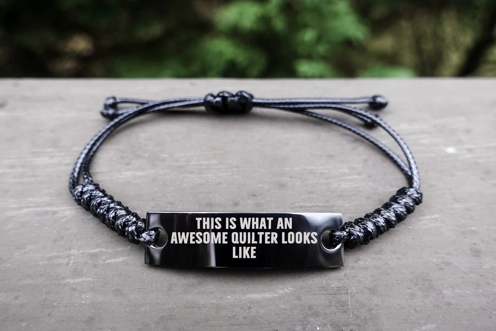 Awesome Quilter Engraved Braided Rope Bracelet – Bold Pride Engraving – Gift for Confident Sewers