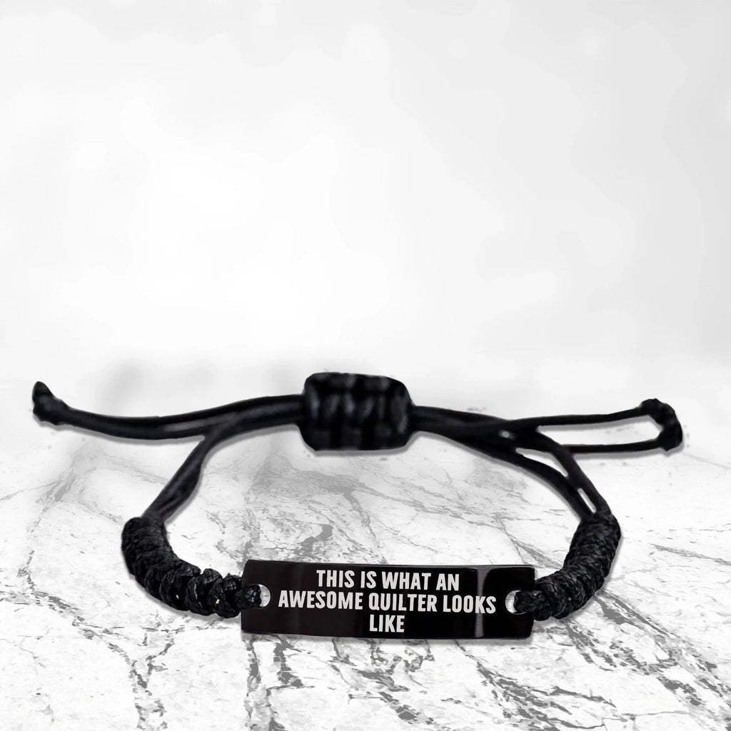 Awesome Quilter Engraved Braided Rope Bracelet – Bold Pride Engraving – Gift for Confident Sewers