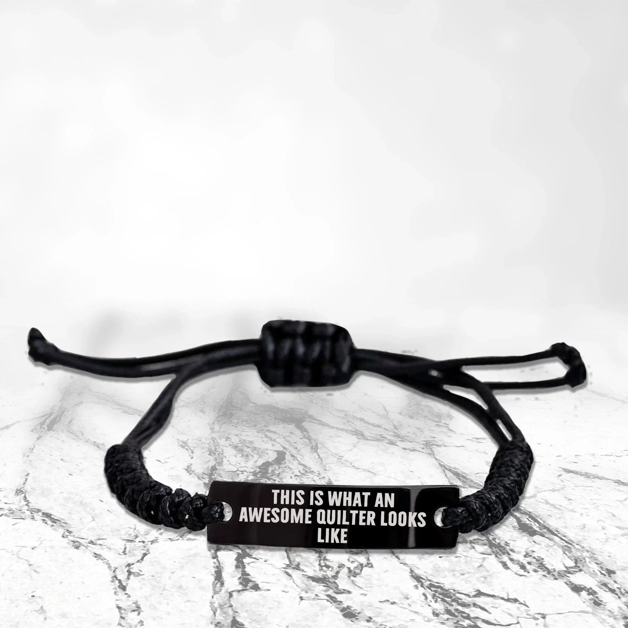 Awesome Quilter Engraved Braided Rope Bracelet – Bold Pride Engraving – Gift for Confident Sewers