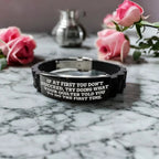 Quilter’s Reminder Bracelet – “If at First You Don’t Succeed” Quote – Black Glidelock Silicone Wristband