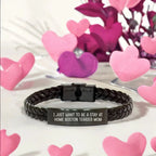 Boston Terrier Mom Bracelet – I Just Want to Be a Stay at Home Boston Terrier Mom – Engraved Leather Wristband – Adjustable Fit, Stainless Steel & Braided Leather Gift for Pet Lovers