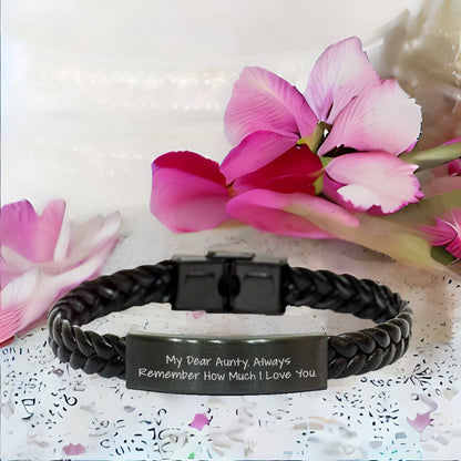 Spring Pet Products My Dear Aunty Valentine's Interlaced Leather Gift, Love from Men, Unique Aunty Ideas, Remember Me Always - Mallard Moon Gift Shop