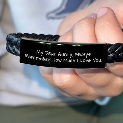 Spring Pet Products My Dear Aunty Valentine's Interlaced Leather Gift, Love from Men, Unique Aunty Ideas, Remember Me Always - Mallard Moon Gift Shop