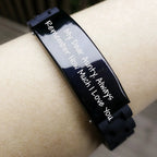 Heartfelt Gift from Me to My Dear Aunty, Glide lock Clasp Adjustable Valentine's Day Jewelry, My Dear Aunty, Always Remember How Much I Love You., Silver Black Stainless Steel Silicone Clasp