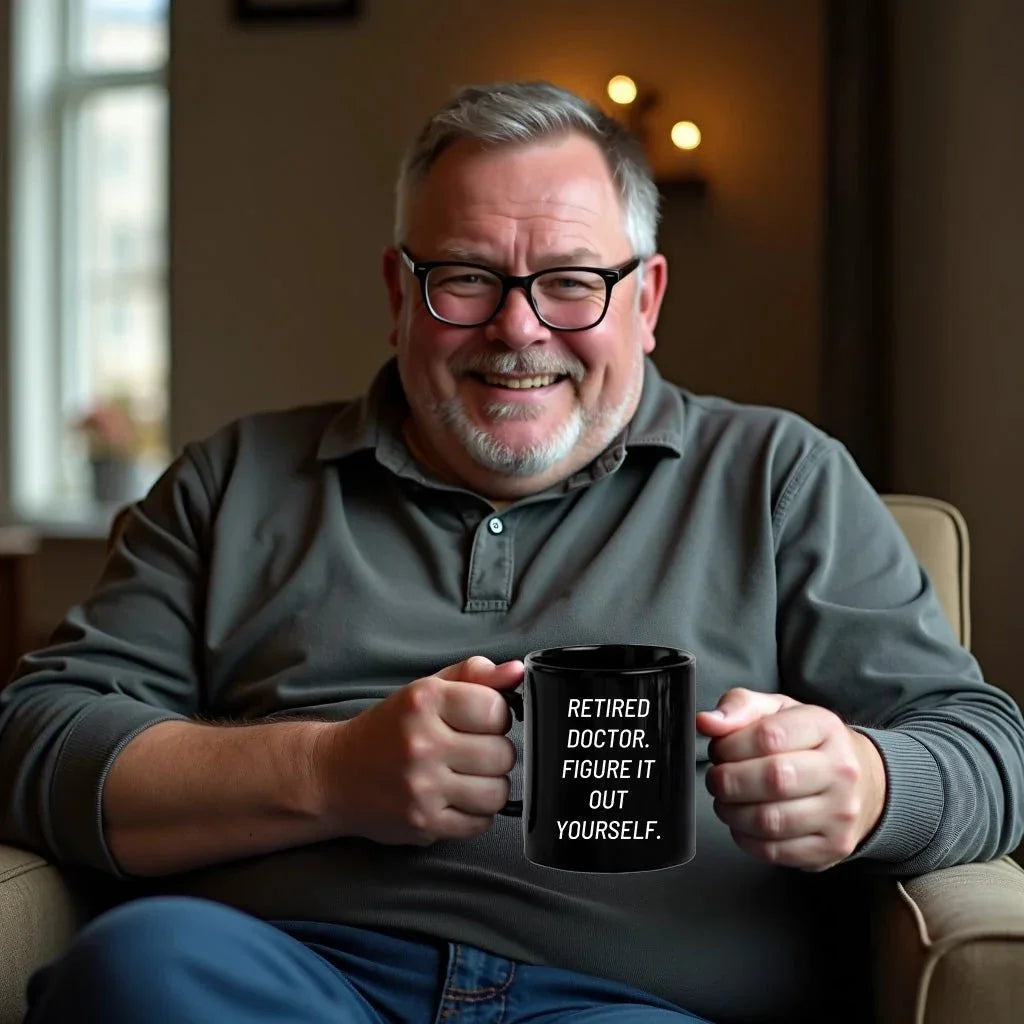 Funny Doctor Gifts for Mother's Day - 'Retired Doctor. Figure It Out Yourself.' Black Coffee Mug from Friends and Family