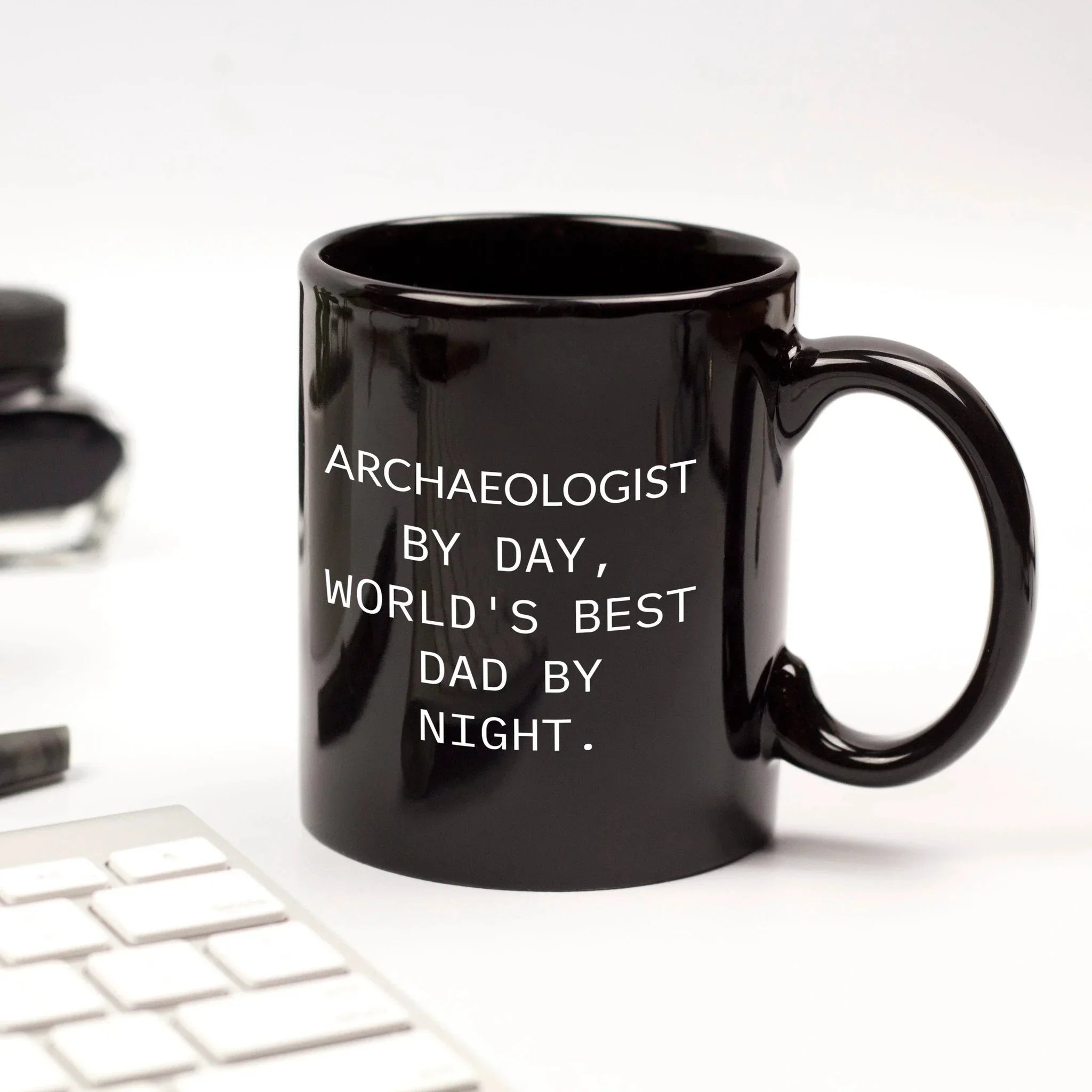 Funny Archaeologists Gifts for Men, Archaeologists by Day, World's Best Dad by Night, Black Coffee Mug for Graduate, Graduation Unique Gifts from Family