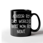 Funny Advisor Gifts for Graduation, Black Coffee Mug from Men to Women, World's Best Mom Quote, 11oz or 15oz, Microwave and Dishwasher Safe