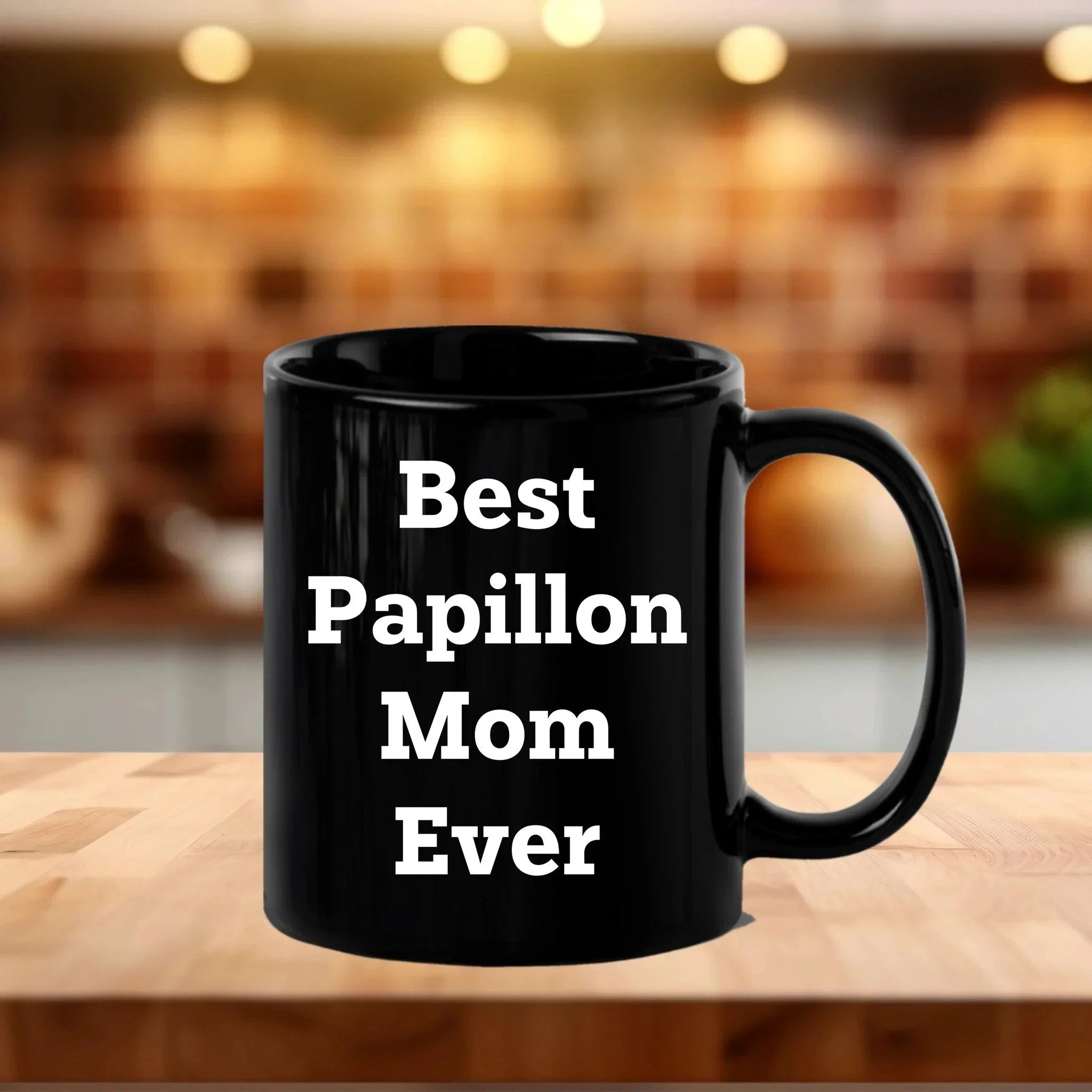Papillon Dog Mom Unique Gifts for Best Papillon Mom Ever - Black Coffee Mug, Funny Quote, Unique Papillon Dog Lover Gift from Friends to Family