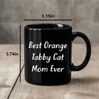 Funny Orange Tabby Cat Mom Black Coffee Mug - Mallard Moon